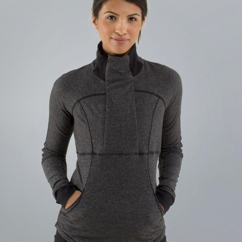 Lululemon Herringbone Zip Base Runner Black Gray